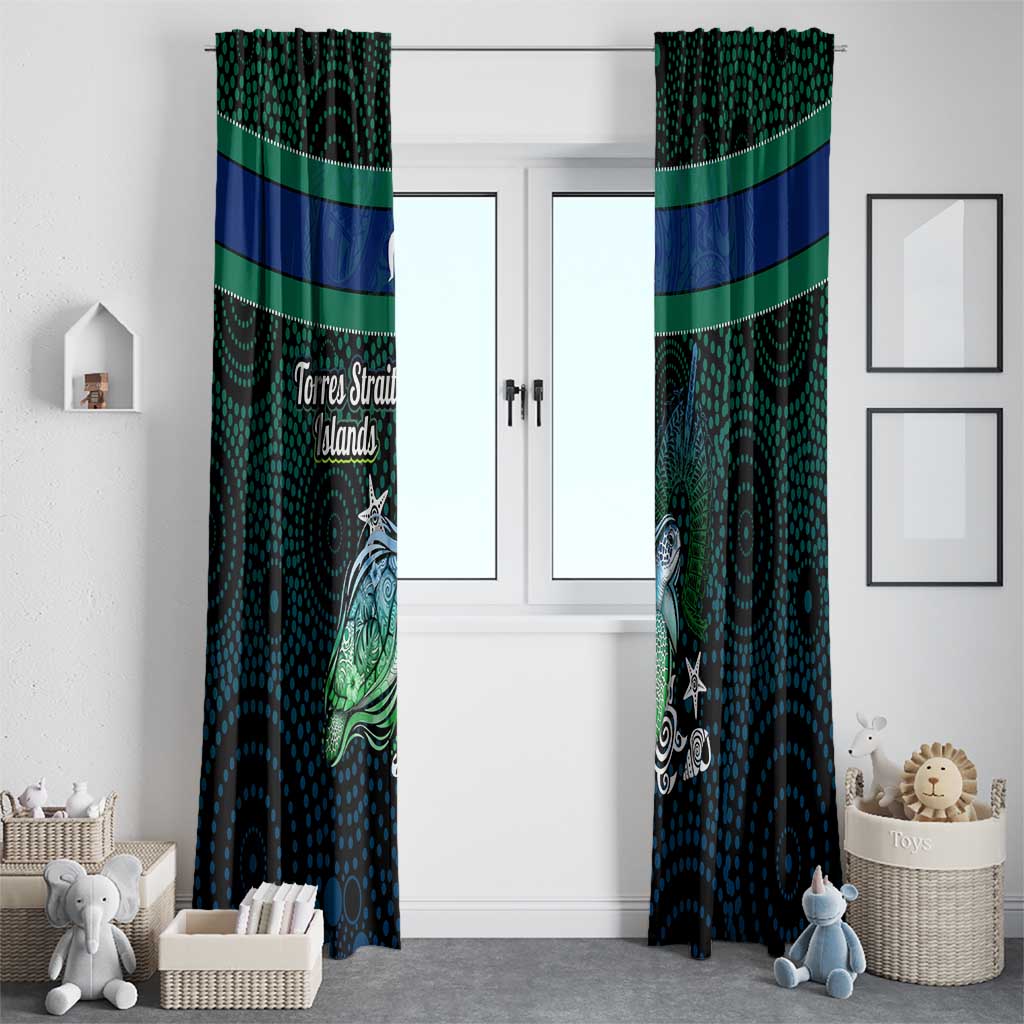 Torres Strait Islands Sea Turtle and Dhari Window Curtain Oceanic Indigenous Dotwork Tribal Illustration