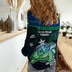 Torres Strait Islands Sea Turtle and Dhari Women Casual Shirt Oceanic Indigenous Dotwork Tribal Illustration
