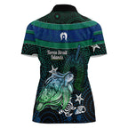 Torres Strait Islands Sea Turtle and Dhari Women Polo Shirt Oceanic Indigenous Dotwork Tribal Illustration