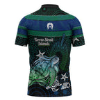 Torres Strait Islands Sea Turtle and Dhari Zipper Polo Shirt Oceanic Indigenous Dotwork Tribal Illustration