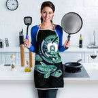 Whale and Dhari Torres Strait Islands Apron Deep Green Oceanic Tribal Pattern Art