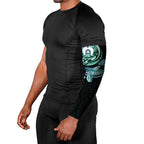Whale and Dhari Torres Strait Islands Arm Sleeves Deep Green Oceanic Tribal Pattern Art