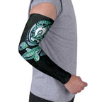 Whale and Dhari Torres Strait Islands Arm Sleeves Deep Green Oceanic Tribal Pattern Art
