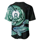 Whale and Dhari Torres Strait Islands Baseball Jersey Deep Green Oceanic Tribal Pattern Art