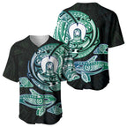 Whale and Dhari Torres Strait Islands Baseball Jersey Deep Green Oceanic Tribal Pattern Art