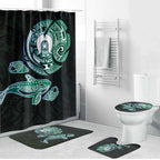 Whale and Dhari Torres Strait Islands Bathroom Set Deep Green Oceanic Tribal Pattern Art