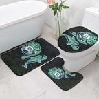Whale and Dhari Torres Strait Islands Bathroom Set Deep Green Oceanic Tribal Pattern Art