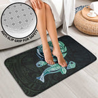 Whale and Dhari Torres Strait Islands Bathroom Set Deep Green Oceanic Tribal Pattern Art