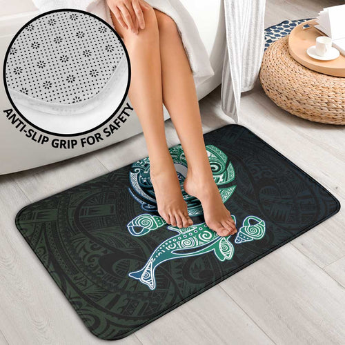 Whale and Dhari Torres Strait Islands Bathroom Set Deep Green Oceanic Tribal Pattern Art