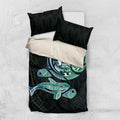 Whale and Dhari Torres Strait Islands Bedding Set Deep Green Oceanic Tribal Pattern Art
