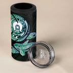 Whale and Dhari Torres Strait Islands 4 in 1 Can Cooler Tumbler Deep Green Oceanic Tribal Pattern Art