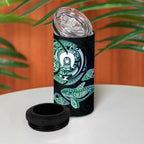 Whale and Dhari Torres Strait Islands 4 in 1 Can Cooler Tumbler Deep Green Oceanic Tribal Pattern Art