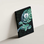 Whale and Dhari Torres Strait Islands Canvas Wall Art Deep Green Oceanic Tribal Pattern Art