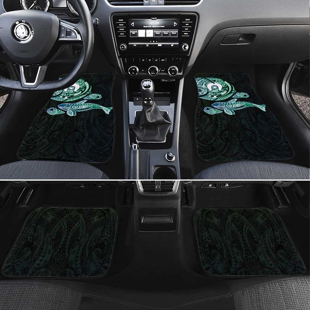 Whale and Dhari Torres Strait Islands Car Mats Deep Green Oceanic Tribal Pattern Art