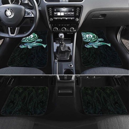 Whale and Dhari Torres Strait Islands Car Mats Deep Green Oceanic Tribal Pattern Art