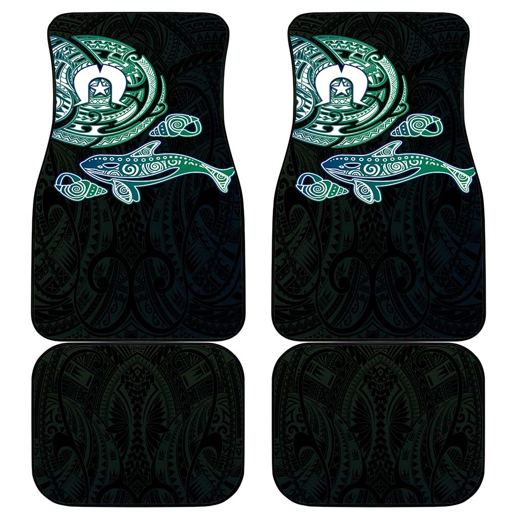 Whale and Dhari Torres Strait Islands Car Mats Deep Green Oceanic Tribal Pattern Art