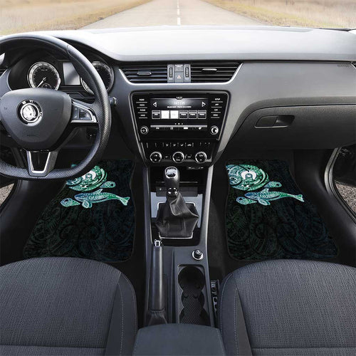 Whale and Dhari Torres Strait Islands Car Mats Deep Green Oceanic Tribal Pattern Art