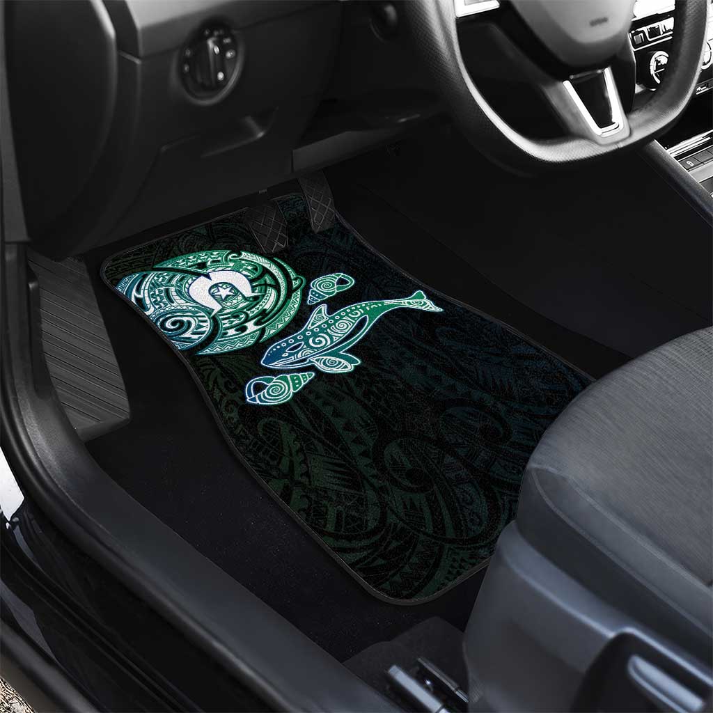 Whale and Dhari Torres Strait Islands Car Mats Deep Green Oceanic Tribal Pattern Art