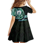 Whale and Dhari Torres Strait Islands Family Matching Summer Maxi Dress and Hawaiian Shirt Deep Green Oceanic Tribal Pattern Art