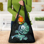 Whale and Dhari Torres Strait Islands Grocery Bag Deep Green Oceanic Tribal Pattern Art