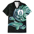 Whale and Dhari Torres Strait Islands Hawaiian Shirt Deep Green Oceanic Tribal Pattern Art