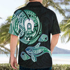 Whale and Dhari Torres Strait Islands Hawaiian Shirt Deep Green Oceanic Tribal Pattern Art