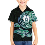 Whale and Dhari Torres Strait Islands Hawaiian Shirt Deep Green Oceanic Tribal Pattern Art