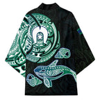 Whale and Dhari Torres Strait Islands Kimono Deep Green Oceanic Tribal Pattern Art