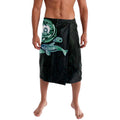 Whale and Dhari Torres Strait Islands Lavalava Deep Green Oceanic Tribal Pattern Art