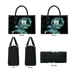 Whale and Dhari Torres Strait Islands Leather Bag Deep Green Oceanic Tribal Pattern Art