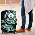 Whale and Dhari Torres Strait Islands Luggage Cover Deep Green Oceanic Tribal Pattern Art