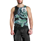 Whale and Dhari Torres Strait Islands Men Tank Top Deep Green Oceanic Tribal Pattern Art