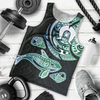 Whale and Dhari Torres Strait Islands Men Tank Top Deep Green Oceanic Tribal Pattern Art