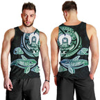 Whale and Dhari Torres Strait Islands Men Tank Top Deep Green Oceanic Tribal Pattern Art