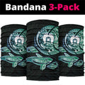 Whale and Dhari Torres Strait Islands Neck Gaiter Deep Green Oceanic Tribal Pattern Art