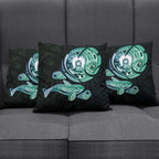 Whale and Dhari Torres Strait Islands Pillow Cover Deep Green Oceanic Tribal Pattern Art