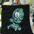Whale and Dhari Torres Strait Islands Quilt Deep Green Oceanic Tribal Pattern Art