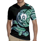 Whale and Dhari Torres Strait Islands Rugby Jersey Deep Green Oceanic Tribal Pattern Art