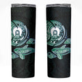 Whale and Dhari Torres Strait Islands Skinny Tumbler Deep Green Oceanic Tribal Pattern Art