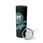 Whale and Dhari Torres Strait Islands Skinny Tumbler Deep Green Oceanic Tribal Pattern Art