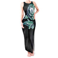 Whale and Dhari Torres Strait Islands Tank Maxi Dress Deep Green Oceanic Tribal Pattern Art