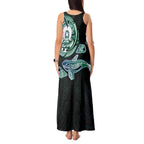 Whale and Dhari Torres Strait Islands Tank Maxi Dress Deep Green Oceanic Tribal Pattern Art