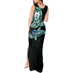 Whale and Dhari Torres Strait Islands Tank Maxi Dress Deep Green Oceanic Tribal Pattern Art