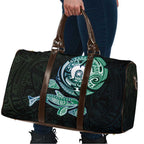 Whale and Dhari Torres Strait Islands Travel Bag Deep Green Oceanic Tribal Pattern Art