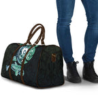 Whale and Dhari Torres Strait Islands Travel Bag Deep Green Oceanic Tribal Pattern Art