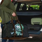 Whale and Dhari Torres Strait Islands Travel Bag Deep Green Oceanic Tribal Pattern Art
