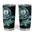 Whale and Dhari Torres Strait Islands Tumbler Cup Deep Green Oceanic Tribal Pattern Art