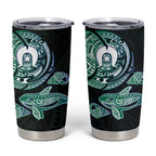 Whale and Dhari Torres Strait Islands Tumbler Cup Deep Green Oceanic Tribal Pattern Art