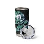 Whale and Dhari Torres Strait Islands Tumbler Cup Deep Green Oceanic Tribal Pattern Art