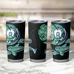 Whale and Dhari Torres Strait Islands Tumbler Cup Deep Green Oceanic Tribal Pattern Art